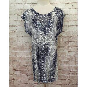 a.n.a. A New Approach Petite Jersey Knit Top Blue Distressed Snakeskin Sequin PL
